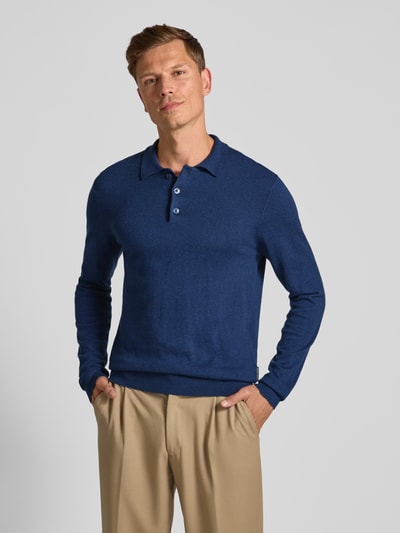 Casual Friday Gebreide pullover met kasjmier en polokraag, model 'FRODE' Blauw - 4