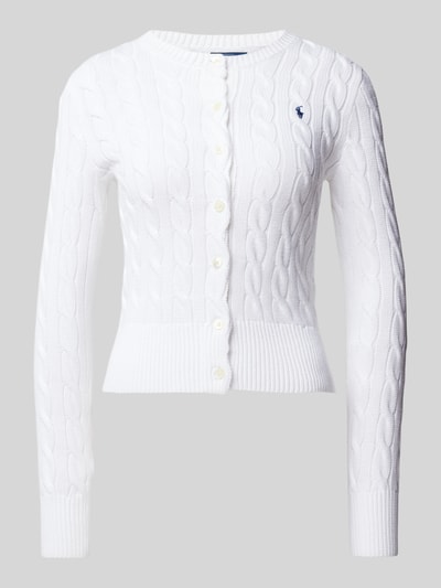 Polo Ralph Lauren Strickcardigan mit Zopfmuster Weiss 2