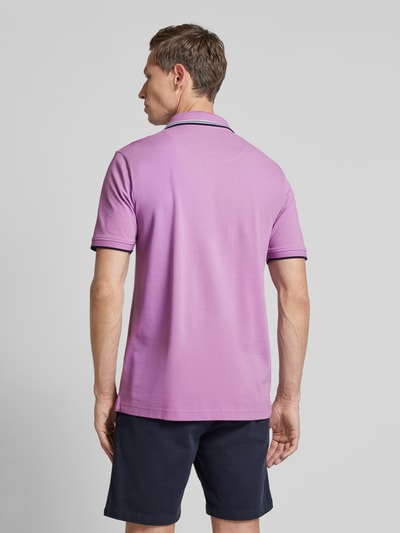 Fynch-Hatton Regular Fit Poloshirt mit Kontraststreifen Lila Melange 5