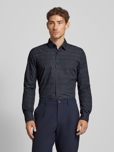 JOOP! Collection Slim fit zakelijk overhemd met haaikraag, model 'Pit' Marineblauw - 4