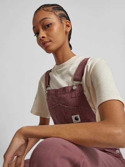 Carhartt Work In Progress Straight Leg Latzhose mit Label-Patch Modell 'Bib' Rosa 3