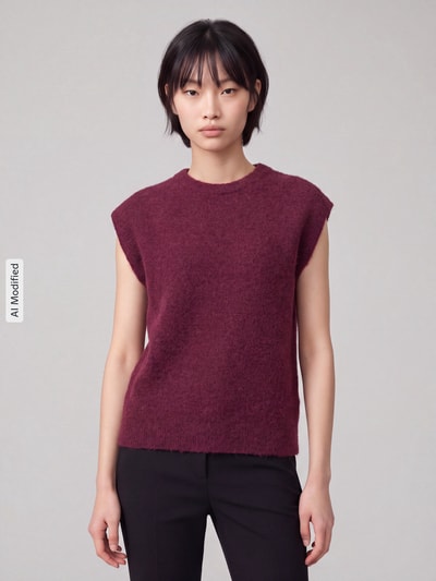 Selected Relaxed Fit Pullunder aus Woll-Mix Modell 'LULU' Bordeaux 4