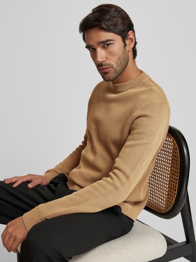 SELECTED HOMME Strickpullover mit Rundhalsausschnitt Modell 'DANE' Beige 3