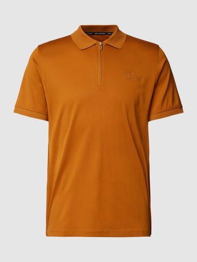 Karl Lagerfeld Poloshirt van katoen met ritssluiting Cognac - 2