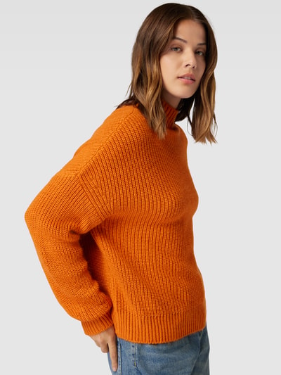 Jake*s Casual Gebreide pullover met opstaande kraag en extra brede schouders Oranje - 3