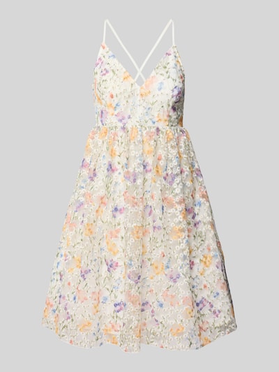 YAS Knielanges Kleid mit V-Ausschnitt Modell 'LEANNA' Ecru 2