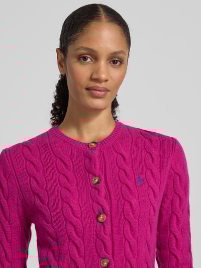 Polo Ralph Lauren Kurtka z dzianiny z mieszanki wełny i kaszmiru ze ściegiem warkoczowym Mocnoróżowy 3