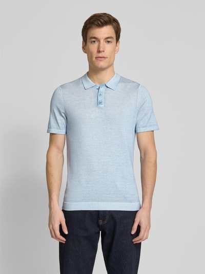 Drykorn Slim fit poloshirt met ribboorden, model 'TRITON' Lichtblauw - 4