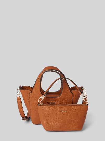 Guess 2-in-1-Handtasche mit Label-Applikation Modell 'CALISTA' Cognac 2