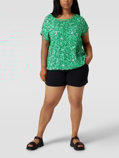 KAFFE Curve PLUS SIZE blouse met all-over motief Groen - 1