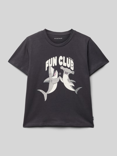 Tom Tailor Regular fit T-shirt van puur katoen Grafiet - 1