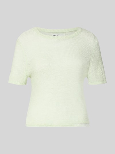 Produktfoto, Regular Fit Strickpullover mit kurzen Ärmeln Modell 'SUNNY' von Only in Unifarbe, rundhals, Rollsaum, seitliche Schlitze, gerippte Strickstruktur