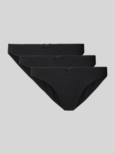 Produktfoto, Slip mit Schleifen-Applikation von Jake*s Casual aus schwarzem Baumwoll-Elasthan-Mix, körpernahe Passform, elastischer Bund