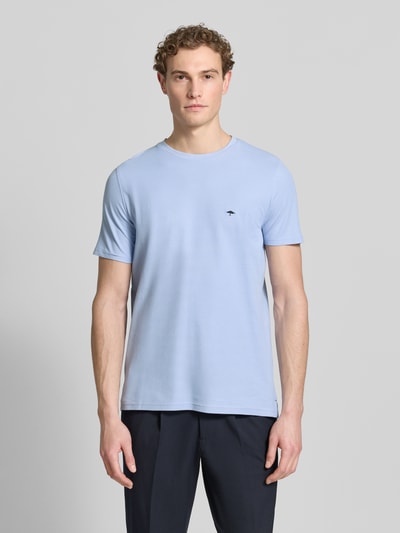 Fynch-Hatton T-shirt w kroju regular fit z haftowanym logo Jasnoniebieski 4