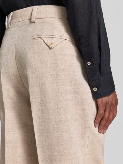 HUGO Modern Fit Anzughose mit Baumwoll und Leinen Anteil Sand 3