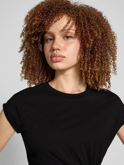 EDITED Knielange jerseyjurk met knoopdetail, model 'Faith' Zwart - 3