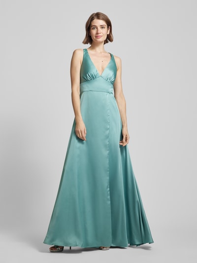 Luxuar Abendkleid mit V-Ausschnitt Hellgruen 4