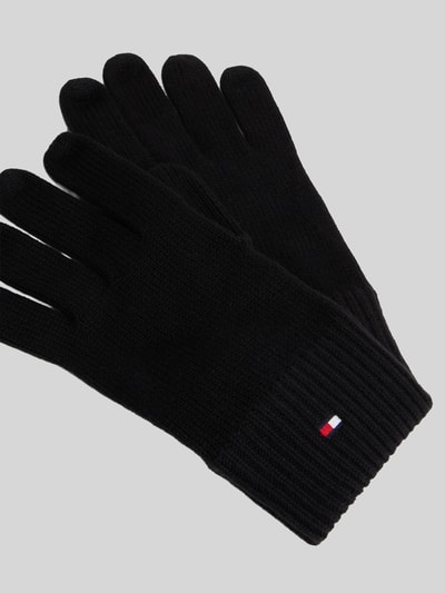 Tommy Hilfiger Rękawiczki z mieszanki bawełny i kaszmiru model 'ESSENTIALS FLAG' Czarny 2