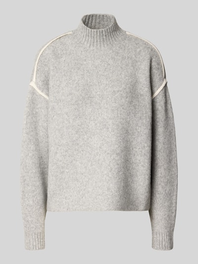 VERO MODA Sweter z wypustki w kontrastowym kolorze na rękawie Jasnoszary melanż 1
