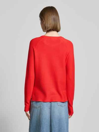 Marc O'Polo Denim Strickpullover mit geripptem Rundhalsausschnitt Rot 5