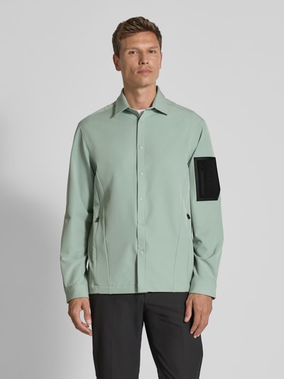 BOSS Green Regular fit overshirt met drukknoopsluiting Mintgroen - 4