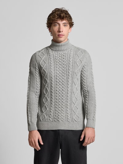Superdry Strickpullover mit Zopfmuster Modell 'Jacob' Hellgrau 4
