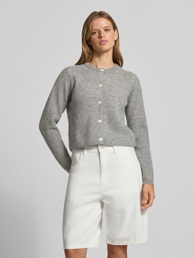 PIECES Strickjacke mit Woll-Anteil Modell 'SILLY' Mittelgrau Melange 4