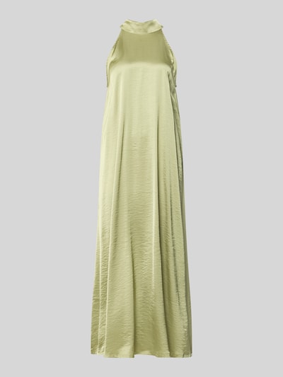 Produktfoto, Maxikleid aus Satin mit Viskose-Anteil Modell 'Zuzeelani' von mbyM in hellem Grün, ärmellos, Stehkragen, fließende Textur