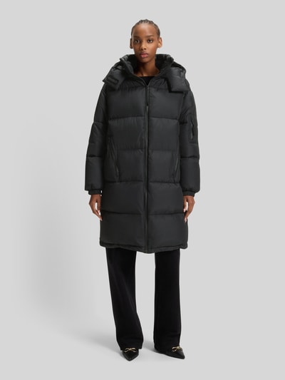 Hugo Blue Relaxed fit gewatteerde lange jas met afneembare capuchon Zwart - 4