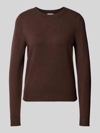 Produktfoto, Slim Fit Pullover aus viscosemix van s.Oliver RED LABEL in effen donkerbruin met fijne gebreide textuur
