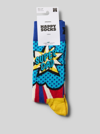 Happy Socks Sokken met motiefstitching, model 'Super Dad' Blauw - 3