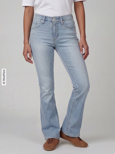 Levi's® 300 Slim Fit Bootcut-Jeans aus Baumwoll-Mix Modell '725®' Hellblau 4