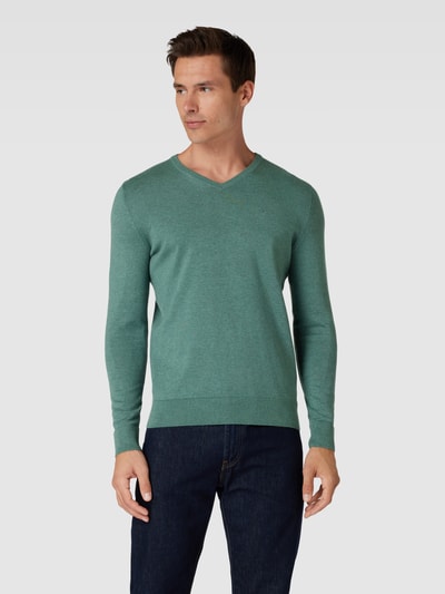 Tom Tailor Gebreide pullover met labelstitching, model 'BASIC' Lindegroen - 4