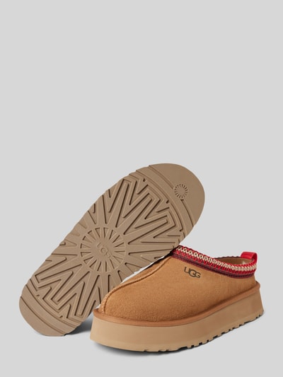 UGG Lederslides mit Label-Print Modell 'TAZZ' Camel 4