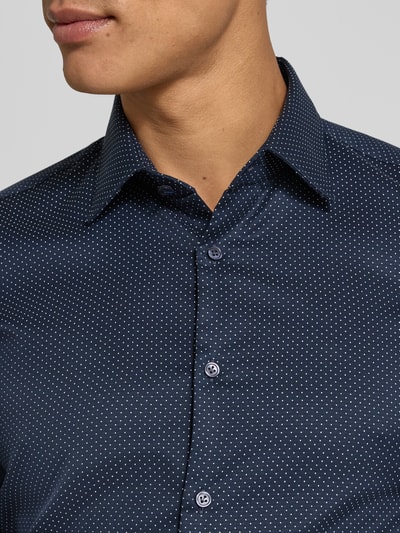 Jake*s Super slim fit zakelijk overhemd van Two Ply met kentkraag Marineblauw - 3