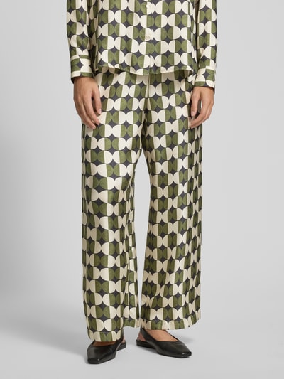 Weekend Max Mara Loose fit zijden broek met all-over motief, model 'FIBBIA' Groen - 4