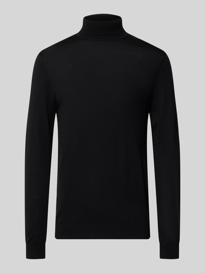 Produktfoto, Slim Fit Rollkragenpullover aus reiner Baumwolle von Matinique, zwart, geribde col en ribboorden, Heren, Puur katoen, slim fit, Lange mouw, logolabel, ruglengte maat M 67 cm, mouwlengte maat M 68 cm