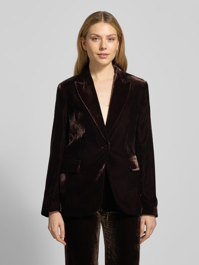 MANGO Regular Fit Blazer aus Samt Modell 'COMBI' Dunkelbraun 4