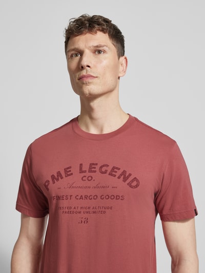 PME Legend Regular Fit T-Shirt mit Logo-Print Rostrot 3