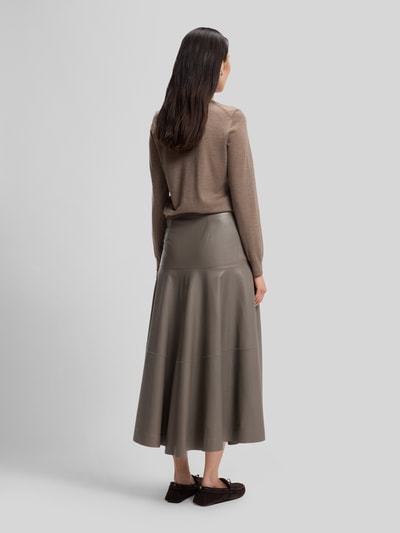 BOSS A-Linien Midi-Rock aus echtem Leder Taupe 5