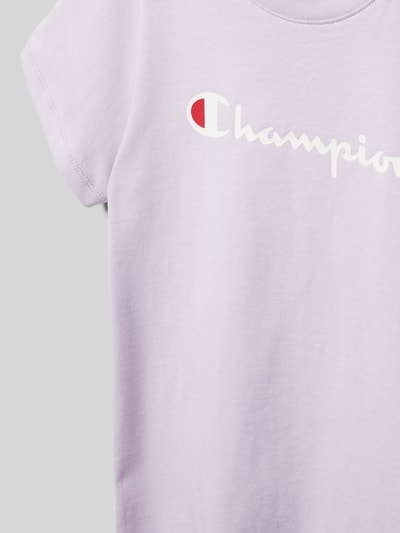 CHAMPION T-shirt z nadrukiem z logo Jasnofioletowy 2