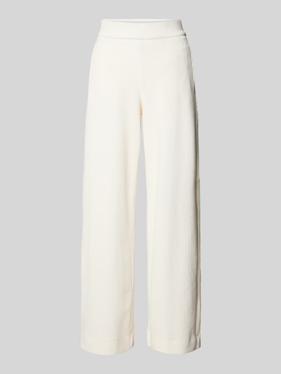 Christian Berg Woman Wide leg corduroy broek met elastische band Offwhite - 1