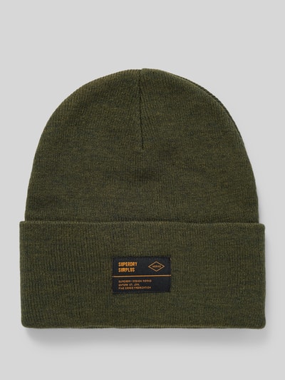 Superdry Beanie met labelpatch, model 'WORKWEAR' Olijfgroen - 1