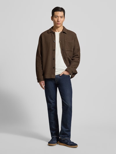 SELECTED HOMME Regular fit overhemdjack van puur biologische katoenmix, model 'REGFRED' Chocoladebruin - 1