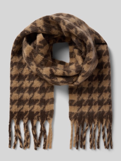 Pieces Szal ze wzorem na całej powierzchni model ‘MACI’ Średniobrązowy 1