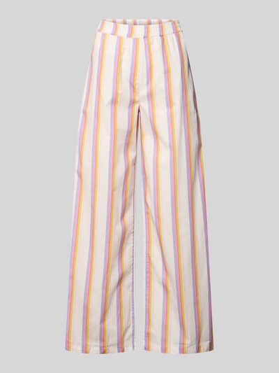 Produktfoto, Wide-Leg-Pants mit Streifenmuster von Emily Van den Bergh aus Reine Baumwolle, Loose-Fit, elastischer Bund, Damen, Bundweite 37 cm, Innenbeinlänge 76 cm in Größe 36.
