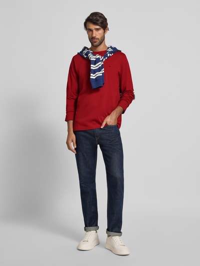 Fynch-Hatton Shirt met lange mouwen en logodetail Donkerrood - 1