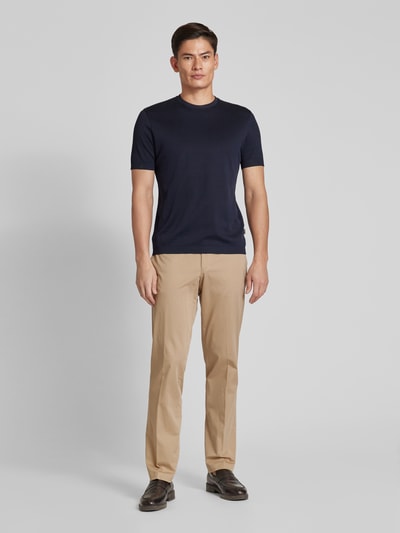 Hiltl Slim fit broek met persplooien, model 'PEAKER' Zand - 1