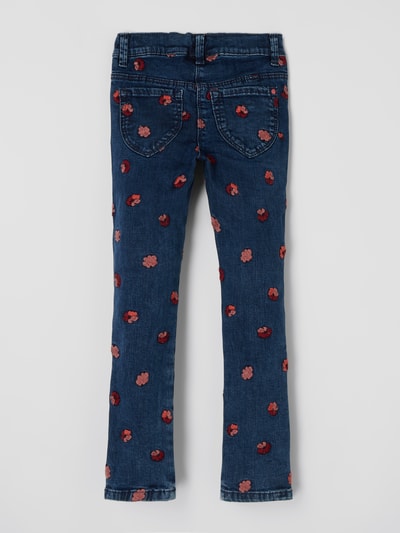 s.Oliver RED LABEL Slim fit jegging met bloemenborduursels  Donkerblauw - 3