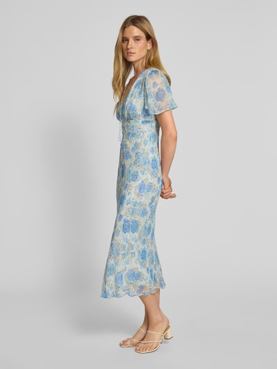 Mango Midikleid mit V-Ausschnitt Modell 'RONALDI' Hellblau 1